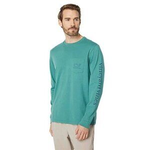 Vineyard Vines Green Men Long Sleeve Vintage Whale Long-Sleeve Pocket Tee Size L